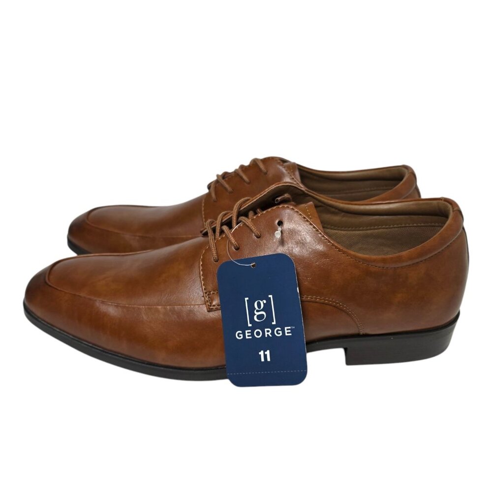 George Casual Dress Oxfords Shoes Memory Foam Men's Size 11 Brown Tommyy Lace-Up